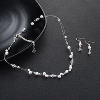 Hot-selling Children's Crystal Pearl Matching Wedding Flower Girl Earring Necklace Set main image 5