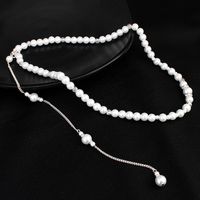Mode Einfache Lange Diamantbesetzte Perle Zurück Körperkette Anhänger Quaste Halskette Schmuck main image 3
