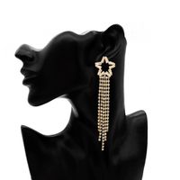 Boucles D&#39;oreilles Longues En Zircon Avec Pompon Étoiles Pour Femmes Accessoires De Robe main image 3