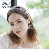 Boucles D&#39;oreilles Coréennes Belles Fleurs En Cristal Perlé Fait Main main image 1
