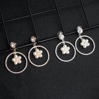 Boucles D&#39;oreilles En Diamant De Perles De Cercle Rétro Exagérées De Mode Pour Bijoux De Femmes main image 1