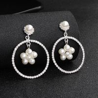 Fashion Exaggerated Retro Circle Pearl Diamond Earrings For Women Jewelry main image 3