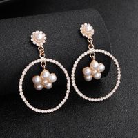 Fashion Exaggerated Retro Circle Pearl Diamond Earrings For Women Jewelry main image 4