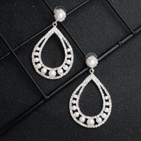 New Fashion Bohemian Style Pearl Diamond Big Circle Alloy Earrings main image 3
