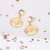Hot-selling New Fashion Metal Gold-plated Shell Pearl Earrings For Women Wholesale main image 5