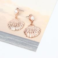 Nuevos Pendientes De Perlas De Concha Chapados En Oro De Metal De Moda Para Las Mujeres main image 4