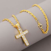 European Hip Hop Hip Hop Long Cross Necklace Alloy Spot Drill Hip Hop Trend Pendant Jewelry main image 3