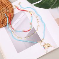 Bohemian Style Trend Star Shell Rice Bead Multi-layer Handmade Pearl Pendant Necklace Jewelry main image 1