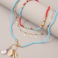 Bohemian Style Trend Star Shell Rice Bead Multi-layer Handmade Pearl Pendant Necklace Jewelry main image 4