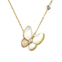 New Trend White Shell Beads Butterfly Gift Short Copper Clavicle Chain For Women Wholesale main image 2