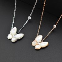 New Trend White Shell Beads Butterfly Gift Short Copper Clavicle Chain For Women Wholesale main image 4