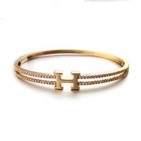 Hot Selling Fashion Gold-plated H Letter Micro-inlaid Zircon Bracelet Wholesale main image 3