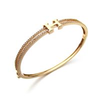 Hot Selling Fashion Gold-plated H Letter Micro-inlaid Zircon Bracelet Wholesale main image 6