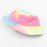 Tie-dyed Hat Female Autumn And Winter New Fashion Casual Bucket Hat Korean Style All-match And Sweet Color Matching Lamb Wool Bucket Hat main image 3