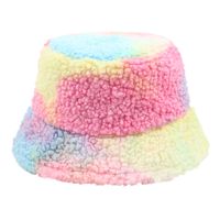 Tie-dyed Hat Female Autumn And Winter New Fashion Casual Bucket Hat Korean Style All-match And Sweet Color Matching Lamb Wool Bucket Hat main image 6
