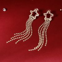 Ladies Star Tassel Long Zircon All-match Earrings Dress Accessories sku image 1
