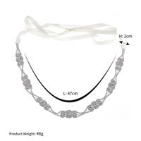Retro Ribbon Soft Chain Girdle Sun Flower Rhinestone Dress Waistband Bridal Belt Wedding Accessories sku image 1