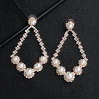 Fashion New Exaggerated Big-brand Trend Banquet Sexy Pearl Diamond Earrings sku image 1