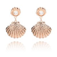 Hot-selling New Fashion Metal Gold-plated Shell Pearl Earrings For Women Wholesale sku image 3