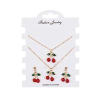 Hot-selling Fashion Red Cherry Alloy Bracelet Earrings Necklace Set For Women sku image 1