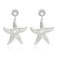 Europe And America Cross Border Ins Internet Celebrity Same Earrings Gold Alloy Shell Pearl Earrings Exaggerated Starfish Earrings sku image 2