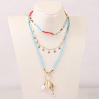Bohemian Style Trend Star Shell Rice Bead Multi-layer Handmade Pearl Pendant Necklace Jewelry sku image 1