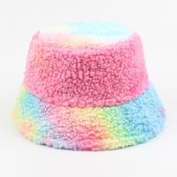 Tie-dyed Hat Female Autumn And Winter New Fashion Casual Bucket Hat Korean Style All-match And Sweet Color Matching Lamb Wool Bucket Hat sku image 1