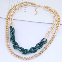 Fashion Metal Simple  Double-layer Chain Necklace main image 6