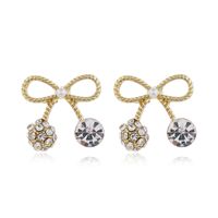 Korean Fashion Sweet Ol Bow Knot Flash Diamond Stud Earrings sku image 2