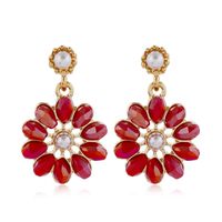 Korean Fashion Sweet Ol Daisy Flower Crystal Earrings sku image 4