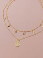 Hot Selling  Fashion  Gold Coin Pendant Women's Necklace Set main image 3