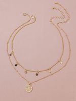 Hot Selling  Fashion  Gold Coin Pendant Women's Necklace Set main image 4