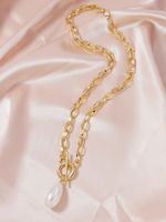 Hot Selling Fashion Pearl Pendant Metal Necklace Set main image 2