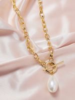 Hot Selling Fashion Pearl Pendant Metal Necklace Set main image 3