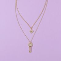 Collier De Vente Chaude Double Couche Diamant Petite Clé De Verrouillage Pour Femmes main image 4