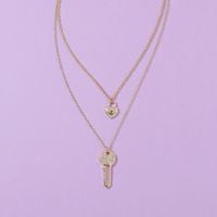 Hot Selling Double Layer Diamond Small Lock Key Women's Necklace main image 4