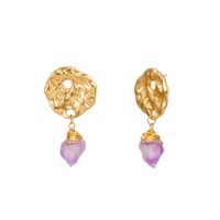 Hot-selling Irregular Metal Winding Purple Natural Stone Pendant Fashion Earrings main image 6