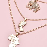 Hot-selling  Elephant Head Map Multilayer Women's Link Necklace main image 3
