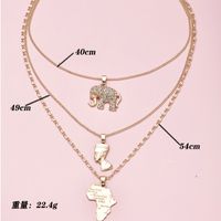 Hot-selling  Elephant Head Map Multilayer Women's Link Necklace main image 5