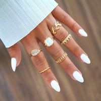 New Fashion Leaf Full Diamond Crown Women's Ring 6-piece Set Wholesale main image 1