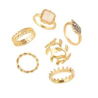 New Fashion Leaf Full Diamond Crown Women's Ring 6-piece Set Wholesale main image 3