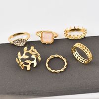New Fashion Leaf Full Diamond Crown Women's Ring 6-piece Set Wholesale main image 5