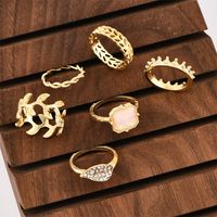 New Fashion Leaf Full Diamond Crown Women's Ring 6-piece Set Wholesale main image 6