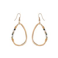 New Hand-woven Round Beads Natural Stone Sand Gold Drop-shaped Alloy Earrings sku image 1
