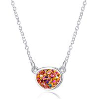 Hot Selling Shaped Round Pendant Fashion Crystal Cluster Imitation Natural Stone Necklace sku image 4