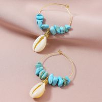 Fashion New Stone Shell Holiday Style Hot-selling Alloy Earrings sku image 1