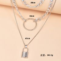 Fashion Metal Lock Pendant Multi-layer Women's Necklace sku image 1