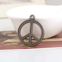 Diy Schmuck Zubehör 36mm * 36mm Hand Gefertigte Rohstoffe Großhandel Bronze Friedens Logo Legierung Halskette Anhänger sku image 2