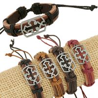Leather Korea Geometric Bracelet  (four-color Ropes Are Made) Nhpk1845-four-color Ropes Are Made sku image 1