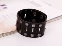 Leather Fashion Geometric Bracelet  (black) Nhpk1756-black sku image 1
